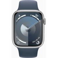 Apple Watch Series 9 GPS 45mm Silver Aluminium with Storm Blue Sport Band M/L (MR9E3)