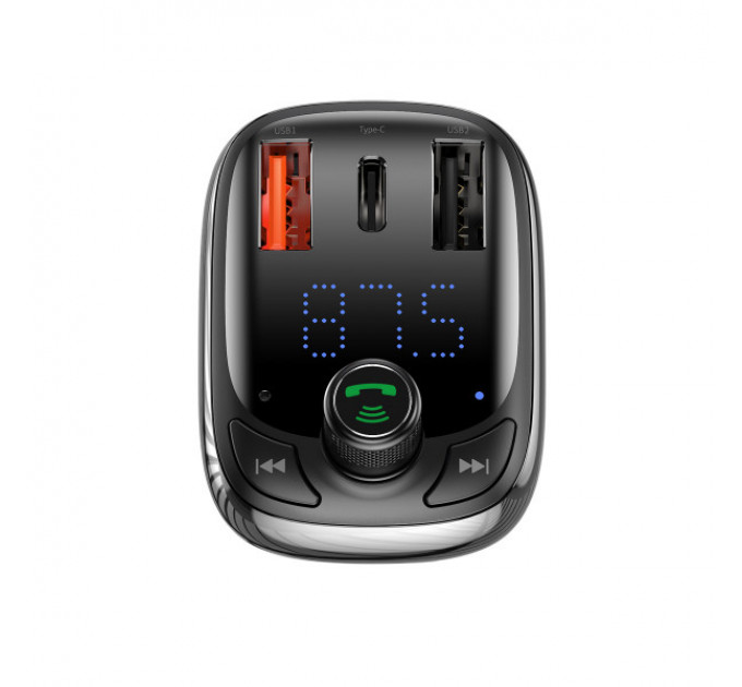 Автомобильный зарядный FM Модулятор Baseus T-Typed S-13 Bluetooth MP3 Car Charger (CCTM-B01) Black