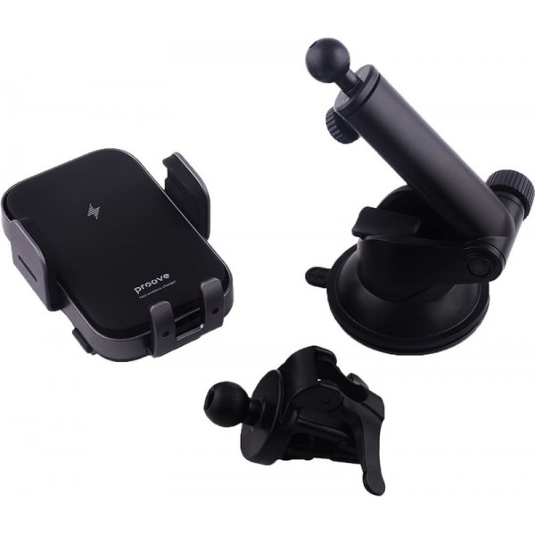 Автотримач із бездротовою зарядкою Proove Triple Clamp 15W Black (WHTC15010001)