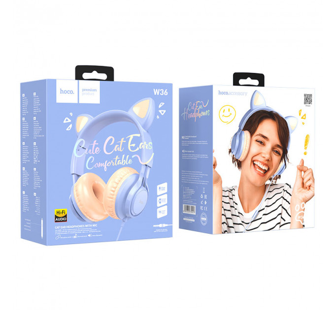 Наушники накладные Hoco W36 Cat Ear Headphones With Mic Dream Blue