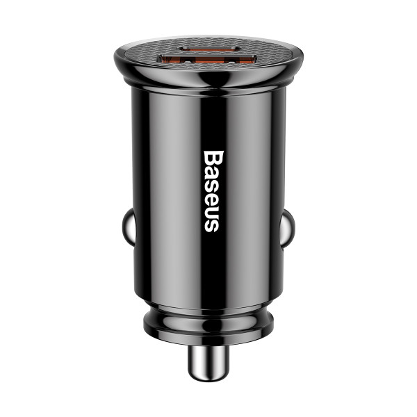 Автомобильное зарядное устройство Baseus Circular Plastic PD3.0 QC 4.0+30W USB+Type-C Black