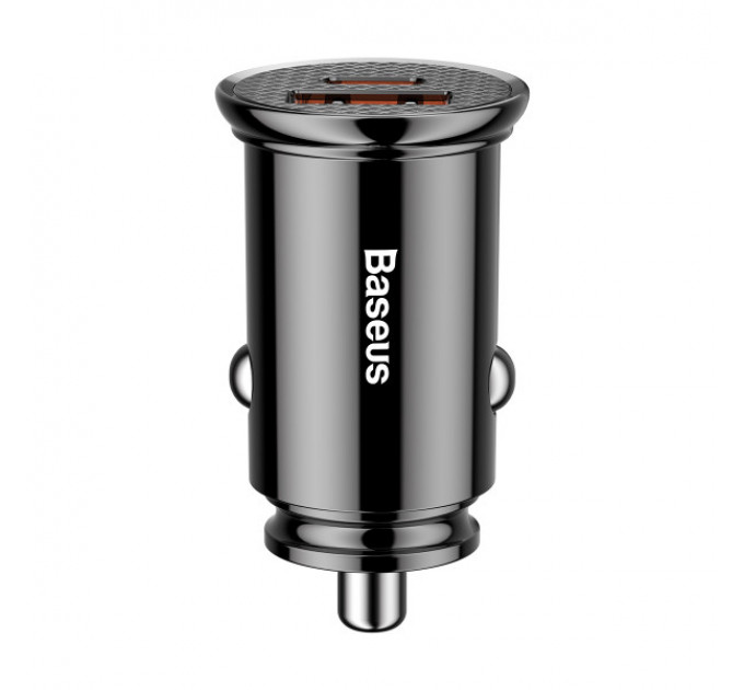 Автомобильное зарядное устройство Baseus Circular Plastic PD3.0 QC 4.0+30W USB+Type-C Black