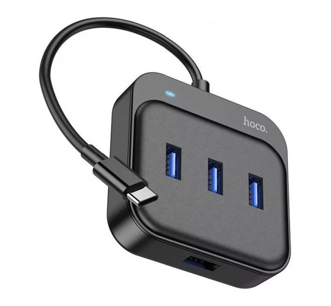 Type-C HUB Hoco HB31 4 in 1 Type-C to 4x USB3.0 0.2m Black