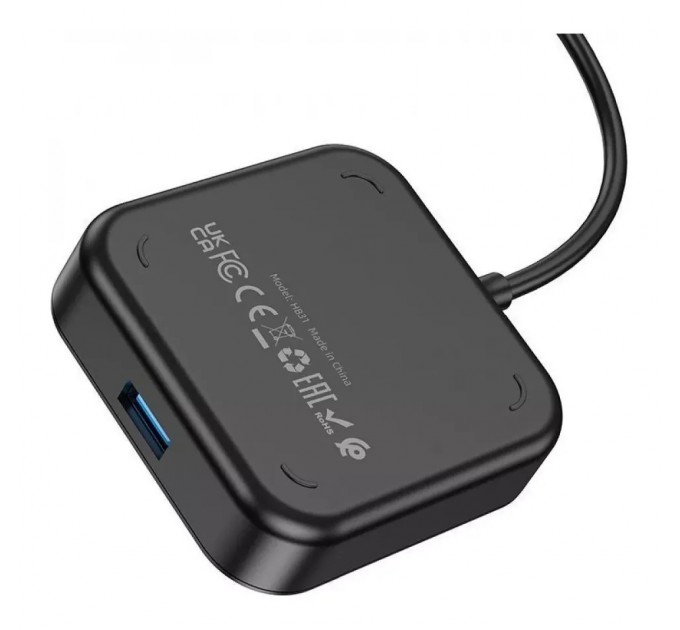 Type-C HUB Hoco HB31 4 in 1 Type-C to 4x USB3.0 0.2m Black