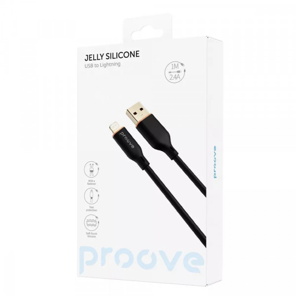 Кабель Proove Jelly Silicone Lightning 2.4A 1m Black (CCJS20001101)