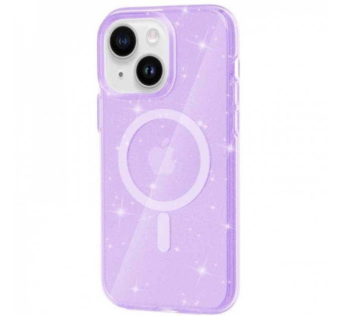 Чехол Galaxy Sparkle MagFit для iPhone 15 Purple+Glitter