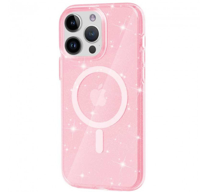 Чехол Galaxy Sparkle MagFit для iPhone 15 Pro Pink+Glitter