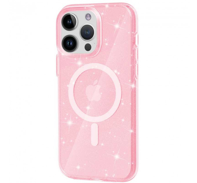 Чехол Galaxy Sparkle MagFit для iPhone 15 Pro Max Pink+Glitter