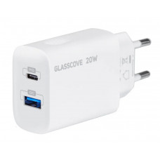 Мережевий зарядний пристрій Glasscove 20W 2-PORT TYPE-C + USB TC-012APQ20