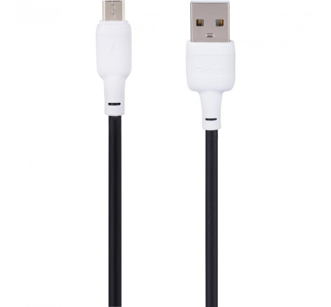 Кабель USB Gelius Full Silicon GP-UCN001M MicroUSB 1.2m (18W) Black/White