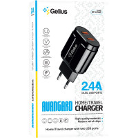 Сетевое зарядное устройство Gelius Avangard GP-HC06 2USB 2.4A 12W + кабель Type-C Black