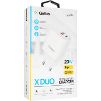 Мережевий зарядний пристрій Gelius X-Duo GP-HC014 USB+Type-C QC3.0/PD20W White