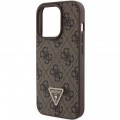 Чехол Guess Leather 4G Triangle Strass для iPhone 15 Pro Max Brown (GUHCP15XP4TDPW)