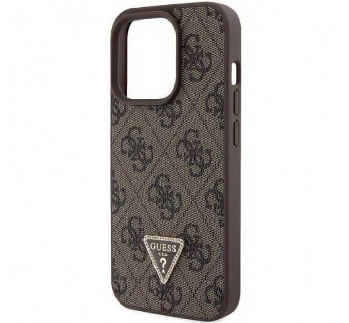 Чехол Guess Leather 4G Triangle Strass для iPhone 15 Pro Max Brown (GUHCP15XP4TDPW)