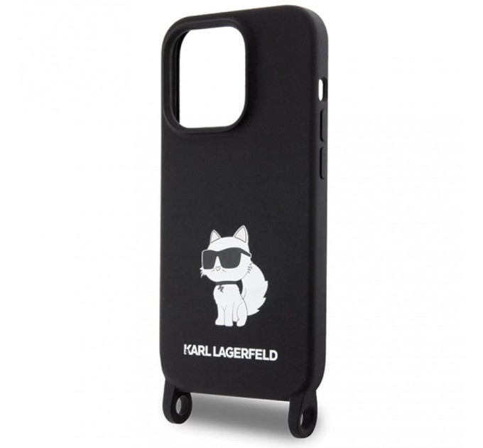 Чехол Karl Lagerfeld Crossbody Silicone Choupette для iPhone 15 Pro Black (KLHCP15LSCBSCNK)