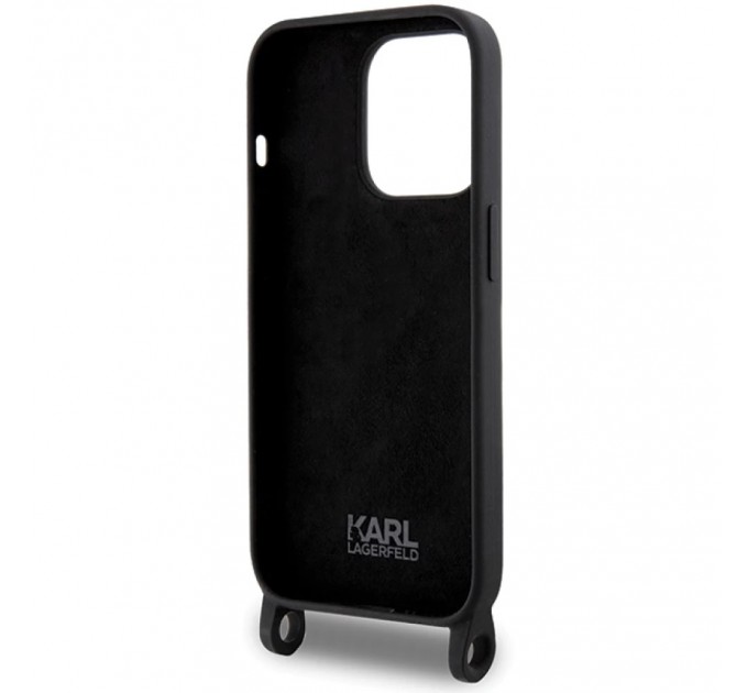 Чехол Karl Lagerfeld Crossbody Silicone Ikonik для iPhone 15 Pro Black (KLHCP15LSCBSKNK)