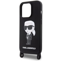 Чохол Karl Lagerfeld Crossbody Silicone Ikonik для iPhone 15 Pro Max Black (KLHCP15XSCBSKNK)