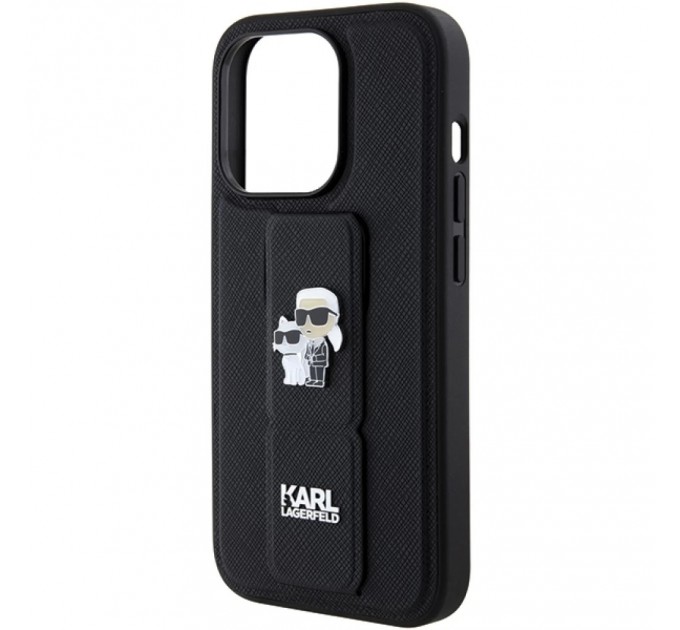 Чехол Karl Lagerfeld Gripstand Saffiano Karl&Choupette Pins для iPhone 14 Pro Max Black (KLHCP14XGSAKCPK)