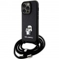 Чехол Karl Lagerfeld Crossbody Saffiano Metal Pin Karl & Choupette для iPhone 14 Pro Black (KLHCP14LSAKCPSK)