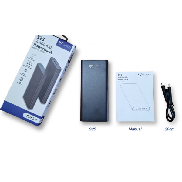 Внешний аккумулятор Power Bank Voltero S25 100W 26800mAh PD3.0 PPS USB-C MacBook