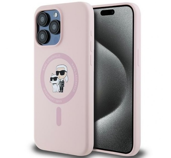 Чехол Karl Lagerfeld Silicone Karl & Choupette Ring для iPhone 15 Pro Max Pink with MagSafe (KLHMP15XSCMKCRHP)