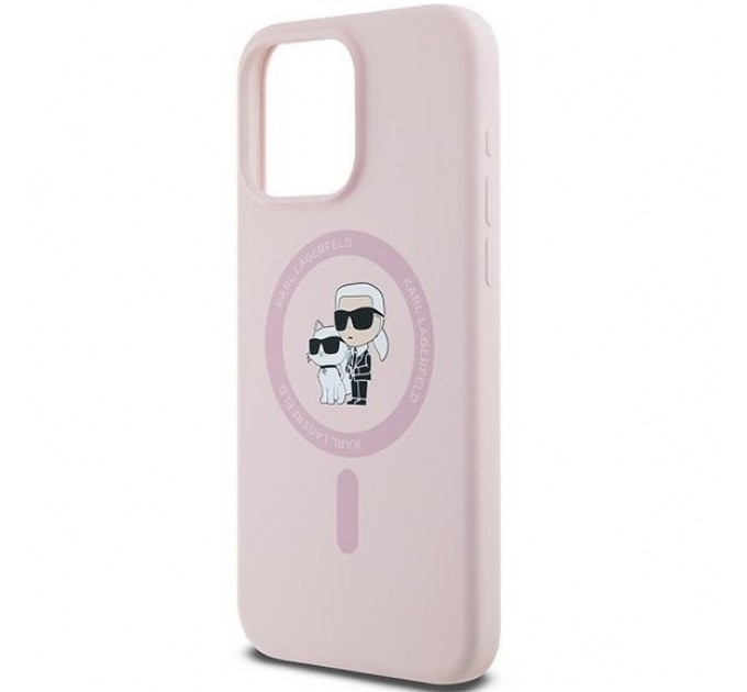 Чехол Karl Lagerfeld Silicone Karl & Choupette Ring для iPhone 15 Pro Max Pink with MagSafe (KLHMP15XSCMKCRHP)