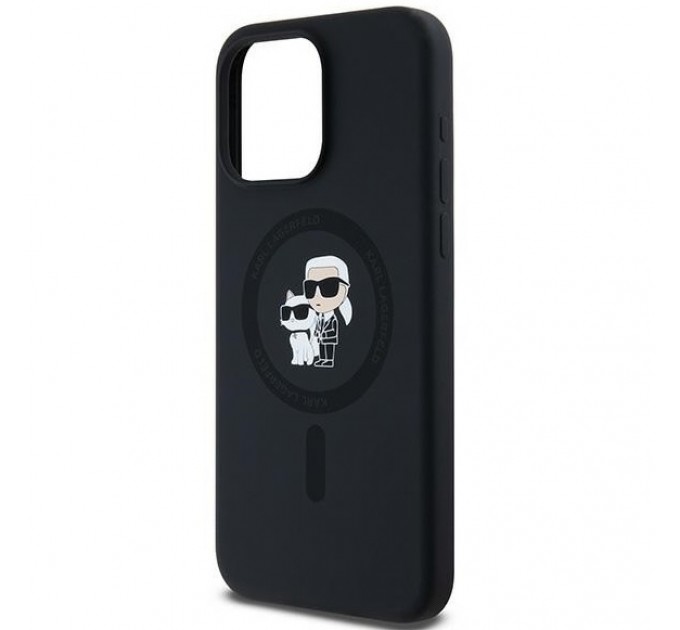 Чехол Karl Lagerfeld Silicone Karl & Choupette Ring для iPhone 15 Pro Max Black with MagSafe (KLHMP15XSCMKCRHK)