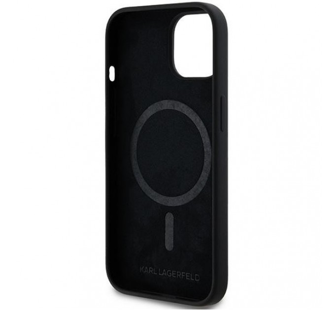 Чехол Karl Lagerfeld Silicone Karl & Choupette Head для iPhone 15 Pro Max Black with MagSafe (KLHMP15XSKCHPPLK)