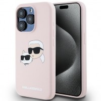 Чехол Karl Lagerfeld Silicone Karl & Choupette Head для iPhone 15 Pro Max Pink with MagSafe (KLHMP15XSKCHPPLP)