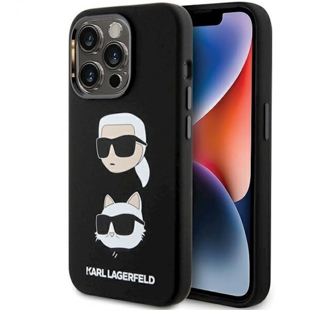 Чехол Karl Lagerfeld Silicone Karl & Choupette Head для iPhone 15 Pro Black (KLHCP15LSDHKCNK)