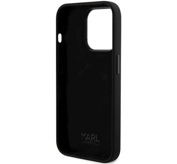 Чехол Karl Lagerfeld Silicone Ikonik Metal Pin для iPhone 15 Pro Max Black (KLHCP15XSMHKNPK)