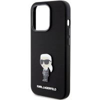 Чехол Karl Lagerfeld Silicone Ikonik Metal Pin для iPhone 15 Pro Max Black (KLHCP15XSMHKNPK)