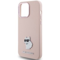 Чехол Karl Lagerfeld Silicone Choupette Metal Pin для iPhone 15 Pro Max Pink (KLHCP15XSMHCNPP)