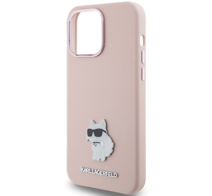 Чехол Karl Lagerfeld Silicone Choupette Metal Pin для iPhone 15 Pro Max Pink (KLHCP15XSMHCNPP)