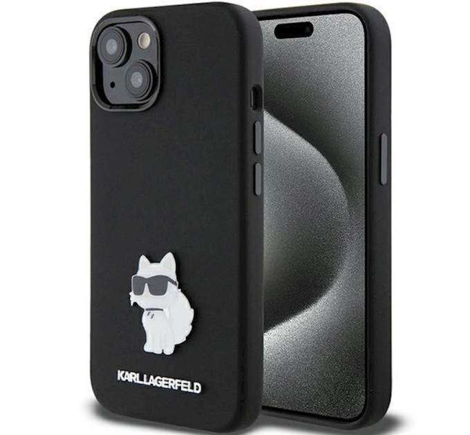 Чехол Karl Lagerfeld Silicone Choupette Metal Pin для iPhone 15 Pro Black (KLHCP15LSMHCNPK)