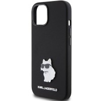 Чехол Karl Lagerfeld Silicone Choupette Metal Pin для iPhone 15 Pro Max Black (KLHCP15XSMHCNPK)