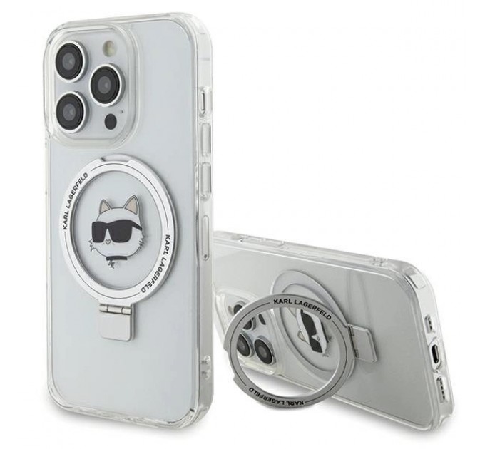 Чехол Karl Lagerfeld Ring Stand Choupette Head для iPhone 15 Pro Max White with MagSafe (KLHMP15XHMRSCHH)