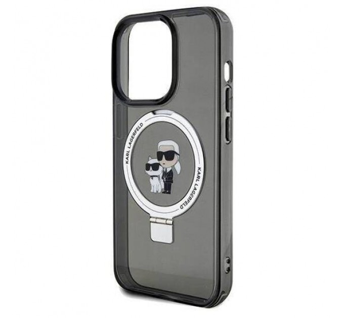 Чехол Karl Lagerfeld Ring Stand Karl & Choupettte для iPhone 15 Pro Max Black with MagSafe (KLHMP15XHMRSKCK)