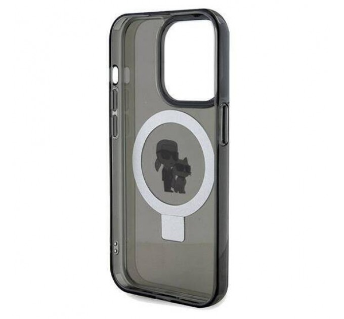 Чехол Karl Lagerfeld Ring Stand Karl & Choupettte для iPhone 15 Pro Black with MagSafe (KLHMP15LHMRSKCK)