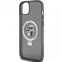 Чохол Karl Lagerfeld Ring Stand Karl & Choupettte для iPhone 15|14|13 Black with MagSafe (KLHMP14SHMRSKCK)