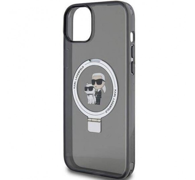 Чехол Karl Lagerfeld Ring Stand Karl & Choupettte для iPhone 15|14|13 Black with MagSafe (KLHMP14SHMRSKCK)