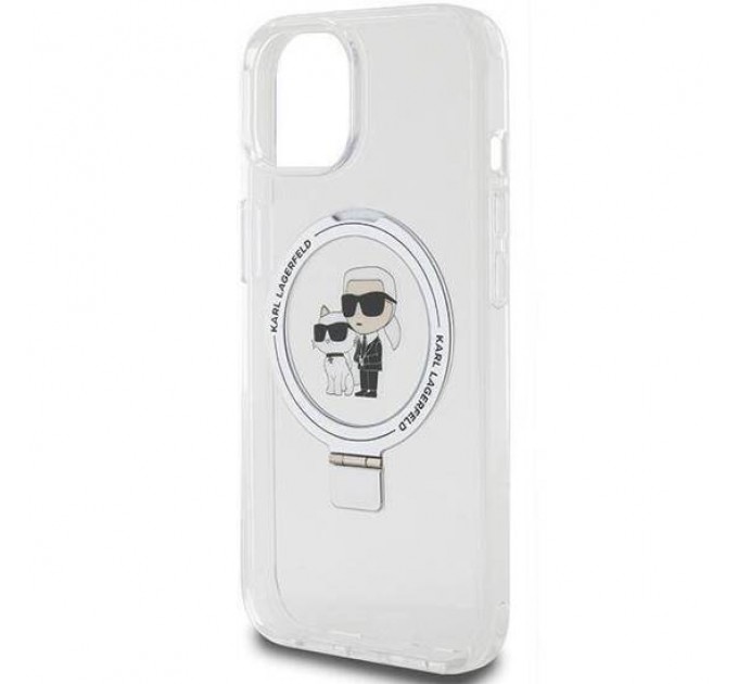 Чехол Karl Lagerfeld Ring Stand Karl & Choupettte для iPhone 15|14|13 White with MagSafe (KLHMP14SHMRSKCH)