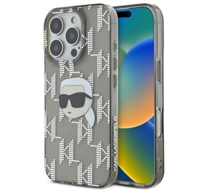 Чехол Karl Lagerfeld IML Karl Head & Monogram для iPhone 16 Pro Max Black (KLHCP16XHKLPKHK)