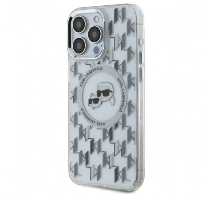 Чехол Karl Lagerfeld IML Monogram Karl & Choupette Head для iPhone 16 Pro Transparent with MagSafe (KLHMP16LHMCKMHT)