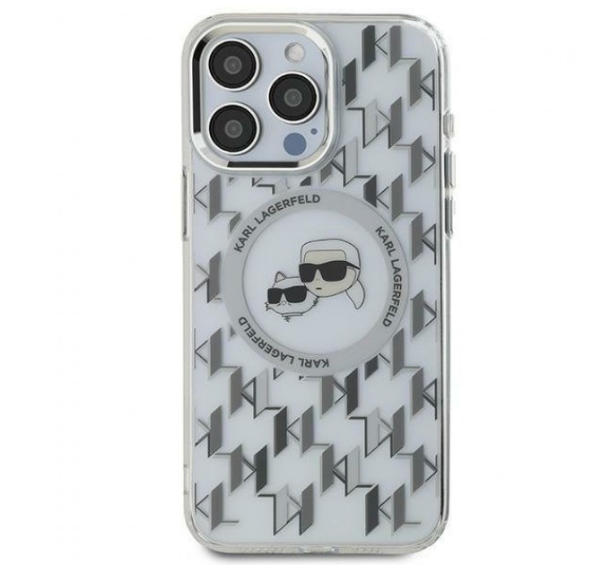 Чехол Karl Lagerfeld IML Monogram Karl & Choupette Head для iPhone 16 Pro Max Transparent with MagSafe (KLHMP16XHMCKMHT)