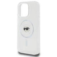 Чехол Karl Lagerfeld IML Metal Karl Head для iPhone 16 Pro White with MagSafe (KLHMP16LHLSKIH)