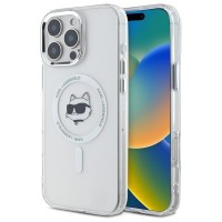 Чехол Karl Lagerfeld IML Metal Choupette Head для iPhone 16 Pro Max White with MagSafe (KLHMP16XHLSCHH)