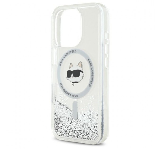 Чехол Karl Lagerfeld Liquid Glitter Choupette Head для iPhone 16 Pro Max Transparent with MagSafe (KLHMP16XLGCHSGH)