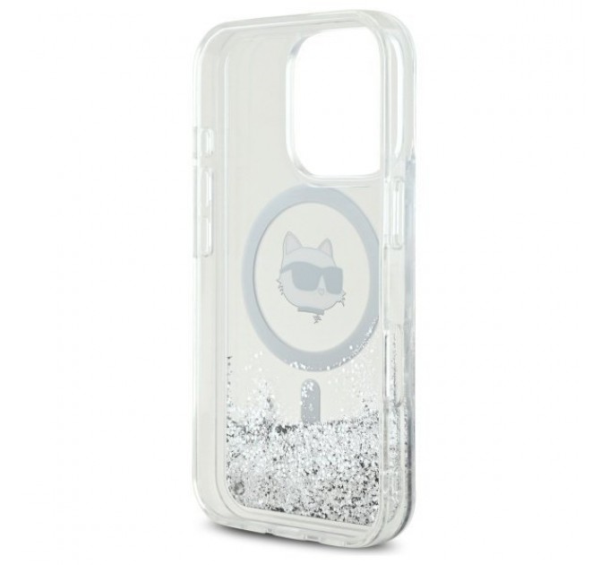 Чехол Karl Lagerfeld Liquid Glitter Choupette Head для iPhone 16 Pro Max Transparent with MagSafe (KLHMP16XLGCHSGH)