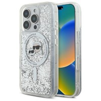 Чехол Karl Lagerfeld Liquid Glitter Karl & Choupette Head для iPhone 16 Pro Transparent with MagSafe (KLHMP16LLGKCSGH)